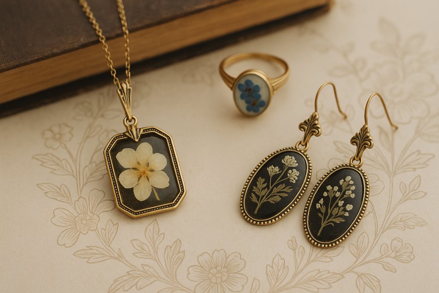 joyas con flores naturales
